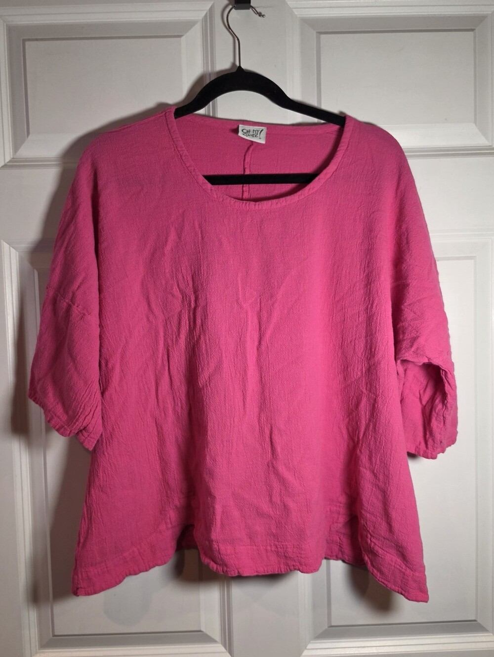 Oh My Gauze Hot Pink Cotton Gauze Textured Blouse XXL (Brand Size 3)